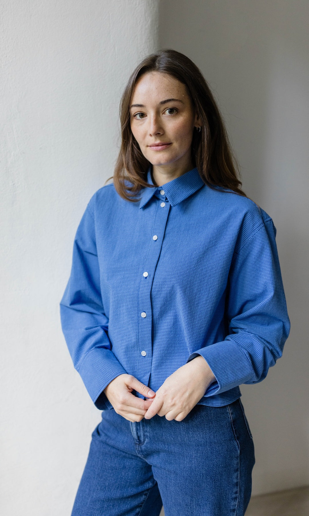 Cropped Oversized Hemd - abricot coco