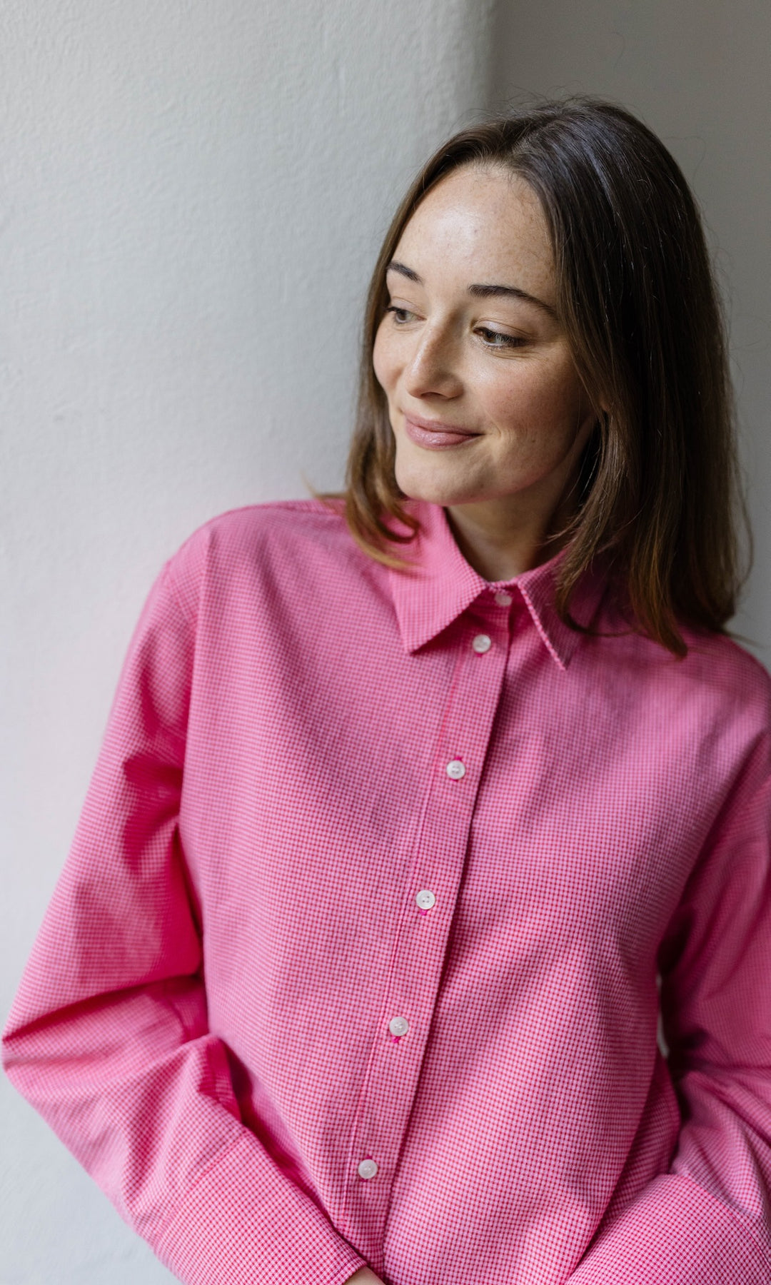 Cropped Oversized Hemd - abricot coco