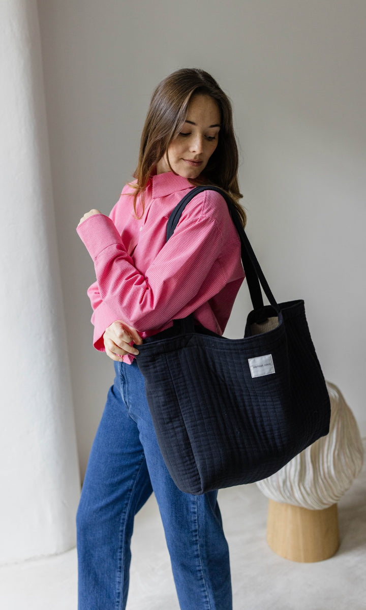 Wendbare Gesteppte Mom Bag Schwarz