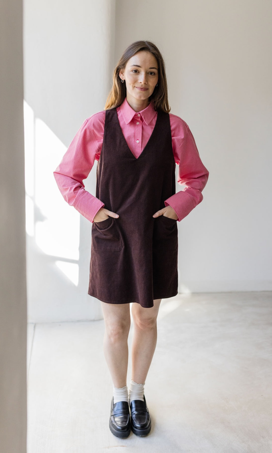 Cropped Oversized Hemd - abricot coco