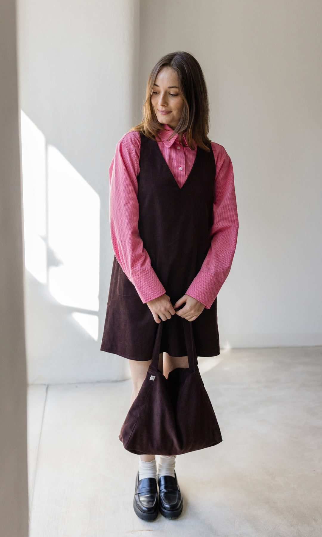 Cropped Oversized Hemd - abricot coco