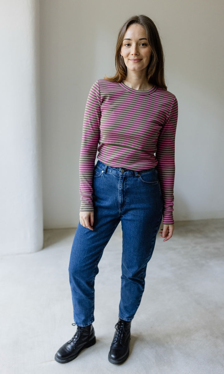 Gestreiftes Langarm Stillshirt Zoé rosa