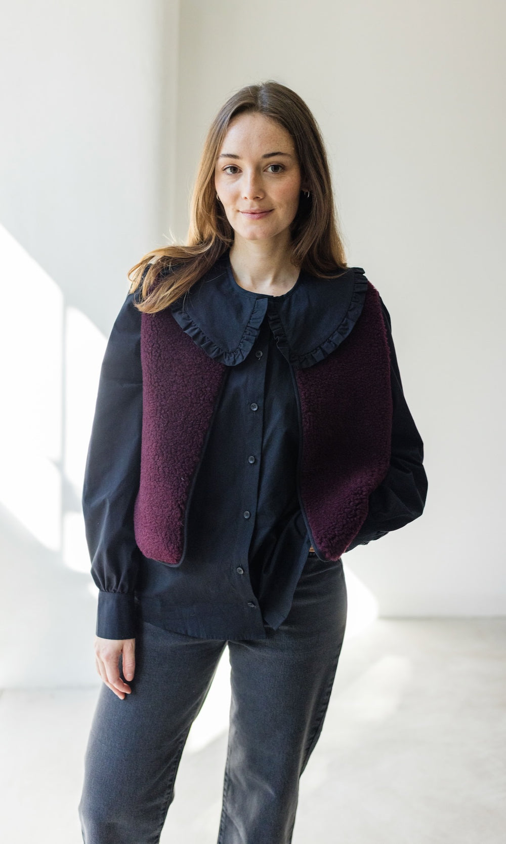 Bluse mit großem Kragen Alice - abricot coco