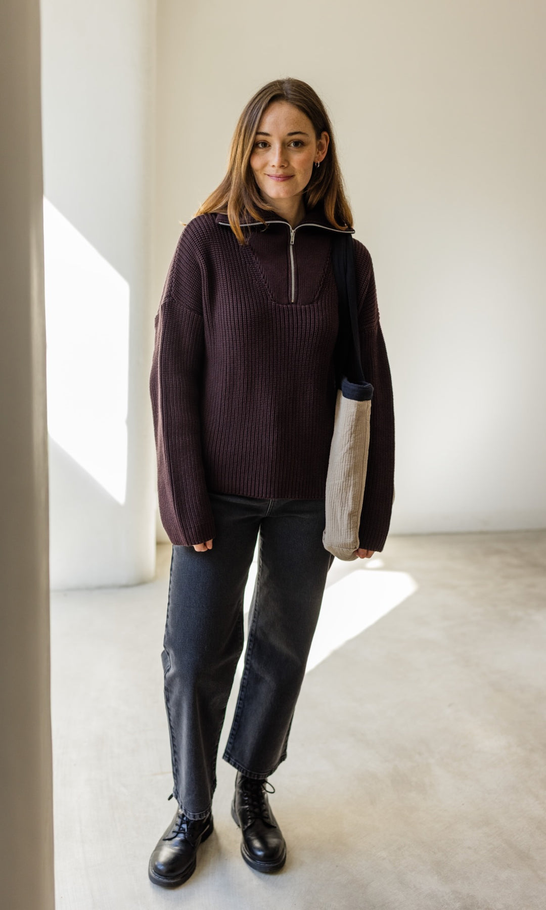 Gerippter Pullover MIO mit Zipper