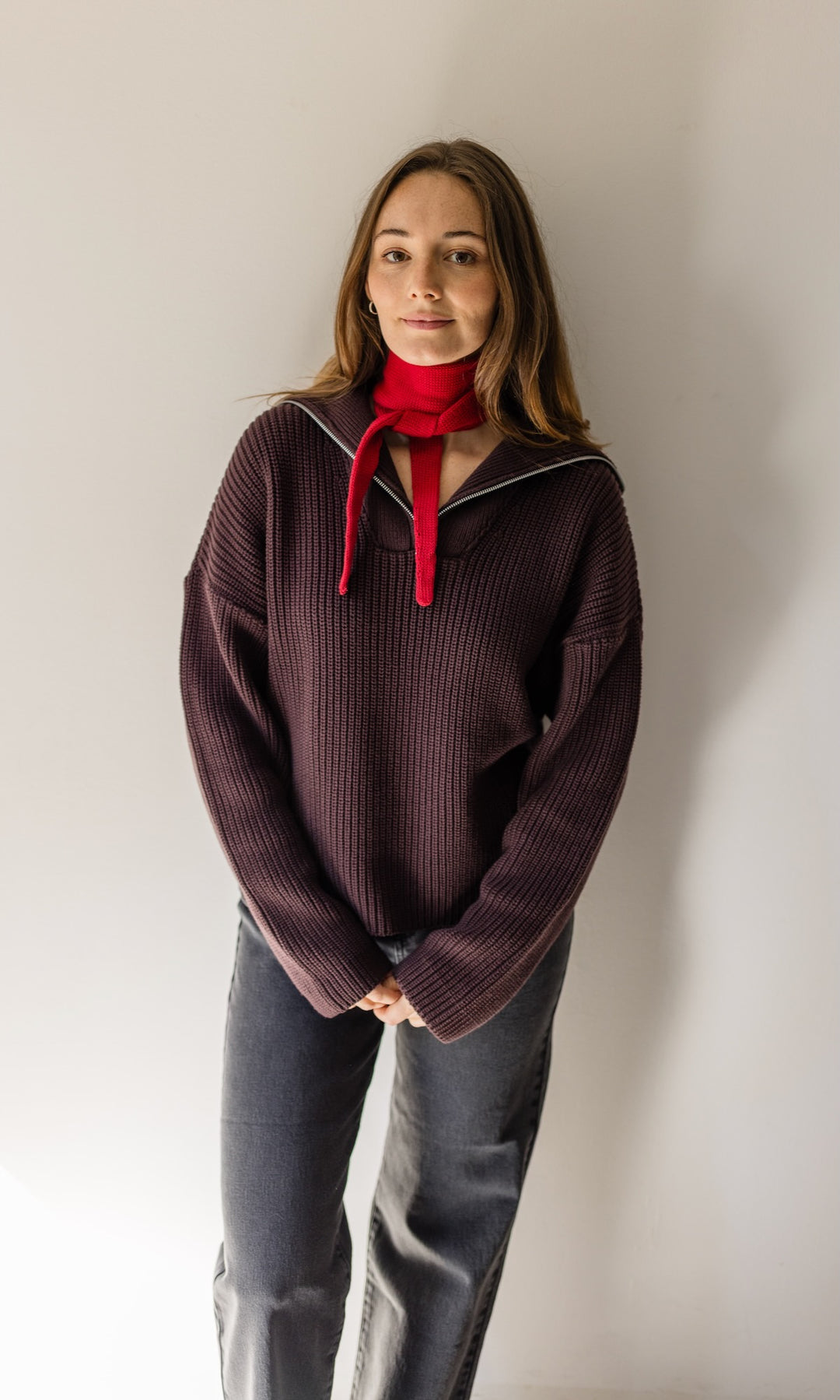 Gerippter Pullover MIO mit Zipper