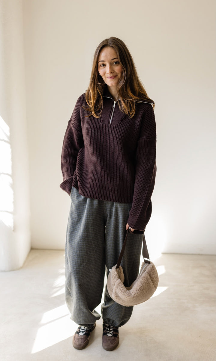 Gerippter Pullover MIO mit Zipper