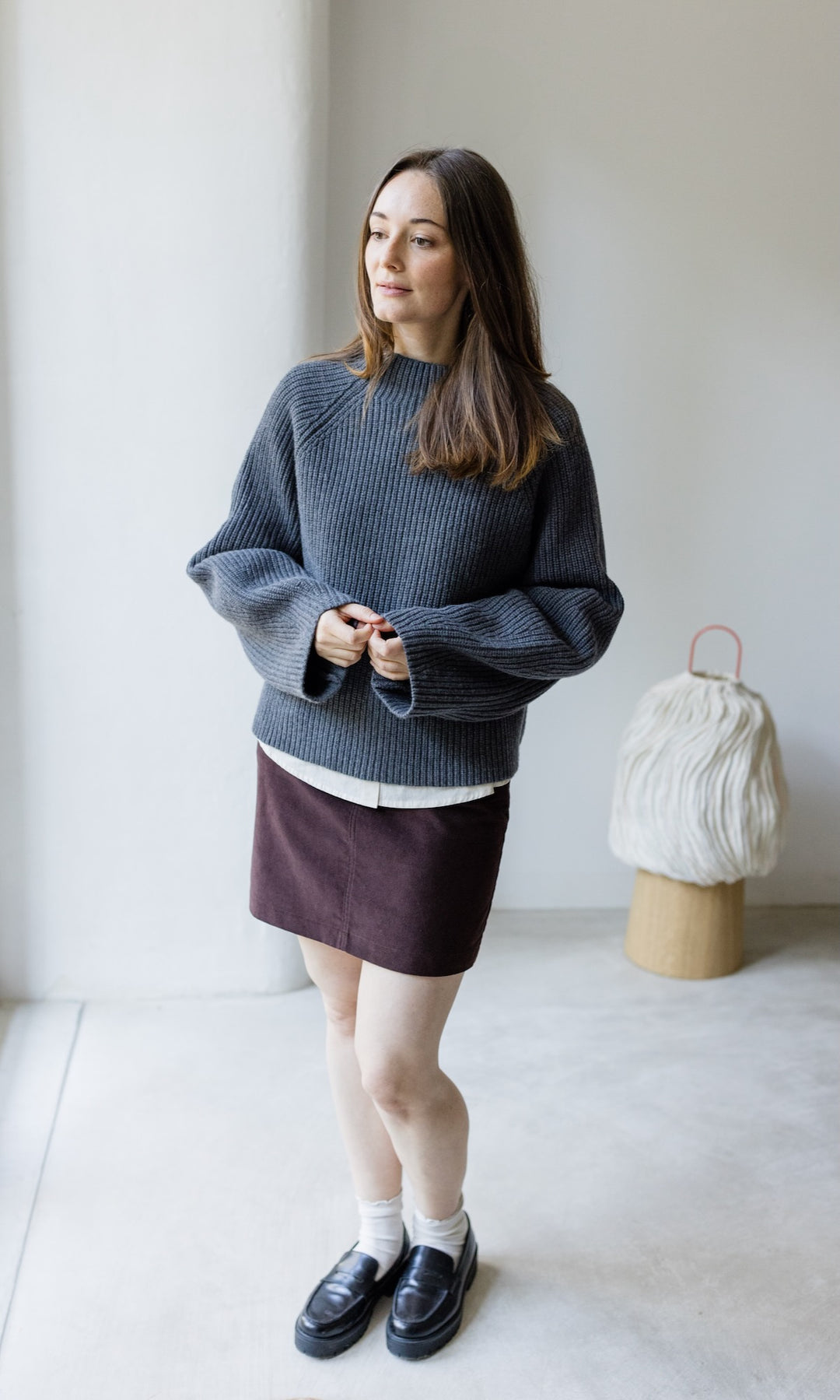 Oversized Jumper (Merinowolle-Kaschmir) in Grau