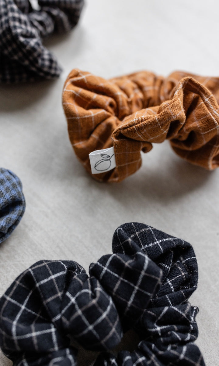 Scrunchie Großes Karo Schwarz