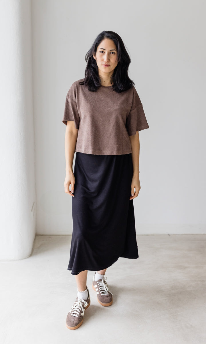 Frottee Cropped T-Shirt