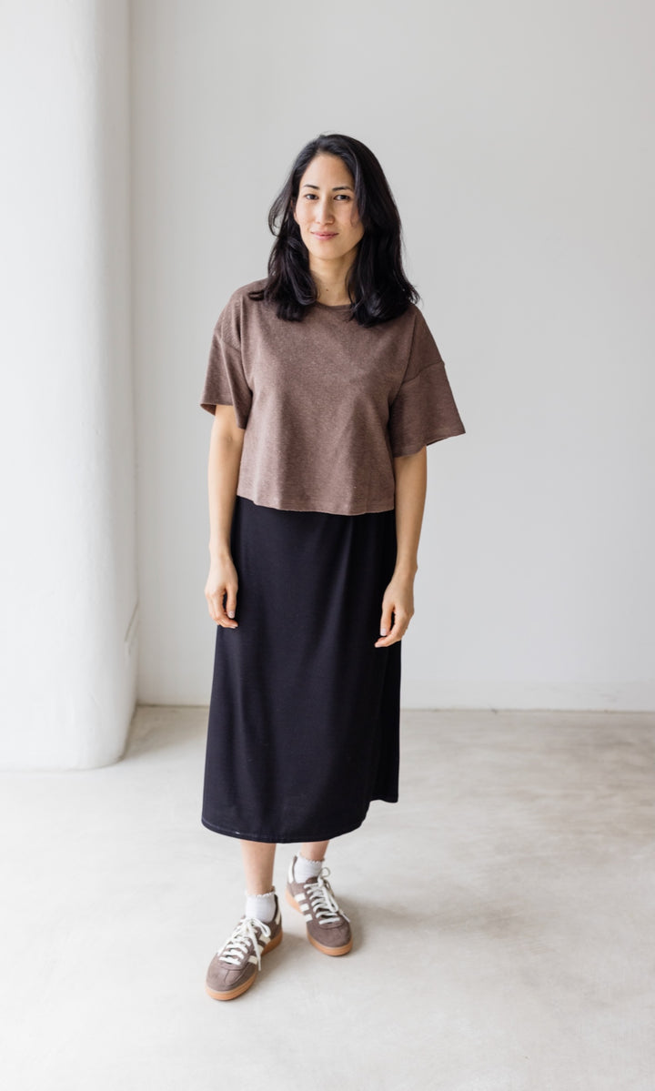 Frottee Cropped T-Shirt