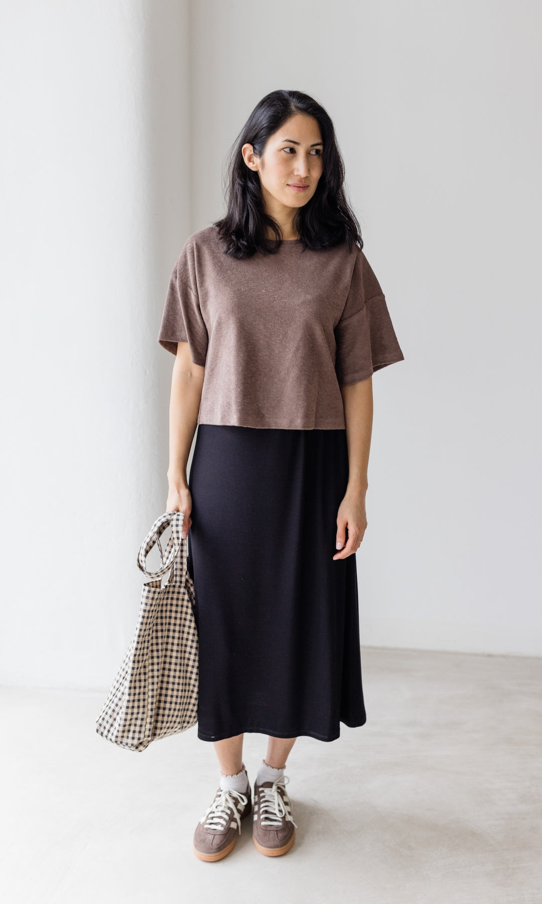 T-Shirt Frottee Cropped Croptop braun hell muskat