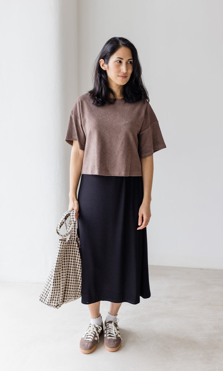 T-Shirt Frottee Cropped Croptop braun hell muskat
