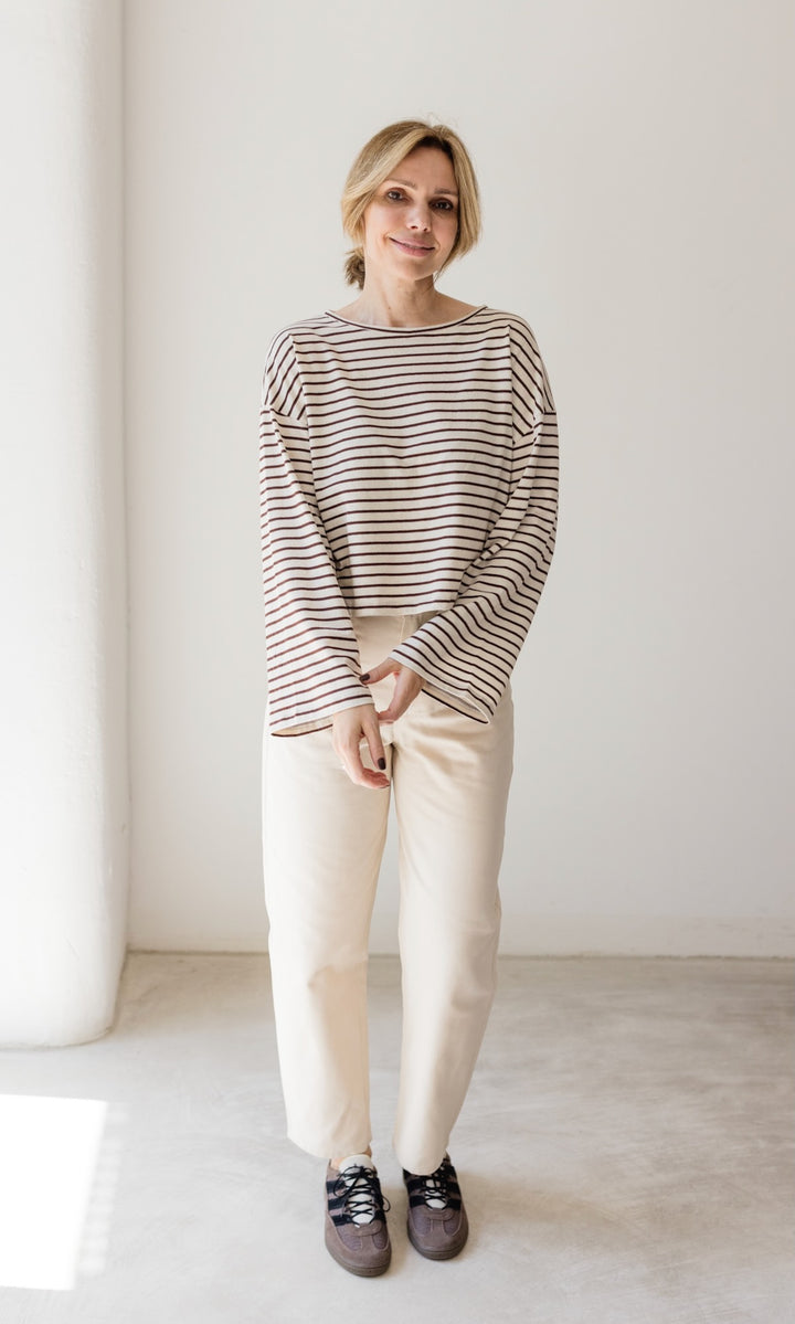 Braun gestreiftes Langarm Shirt