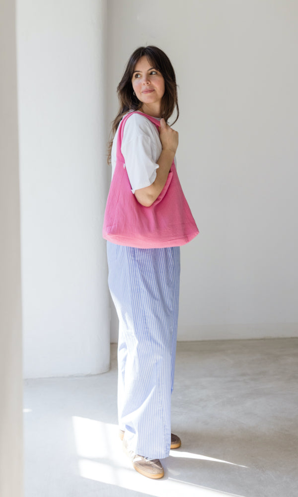 High Waist Stoffhose gestreift