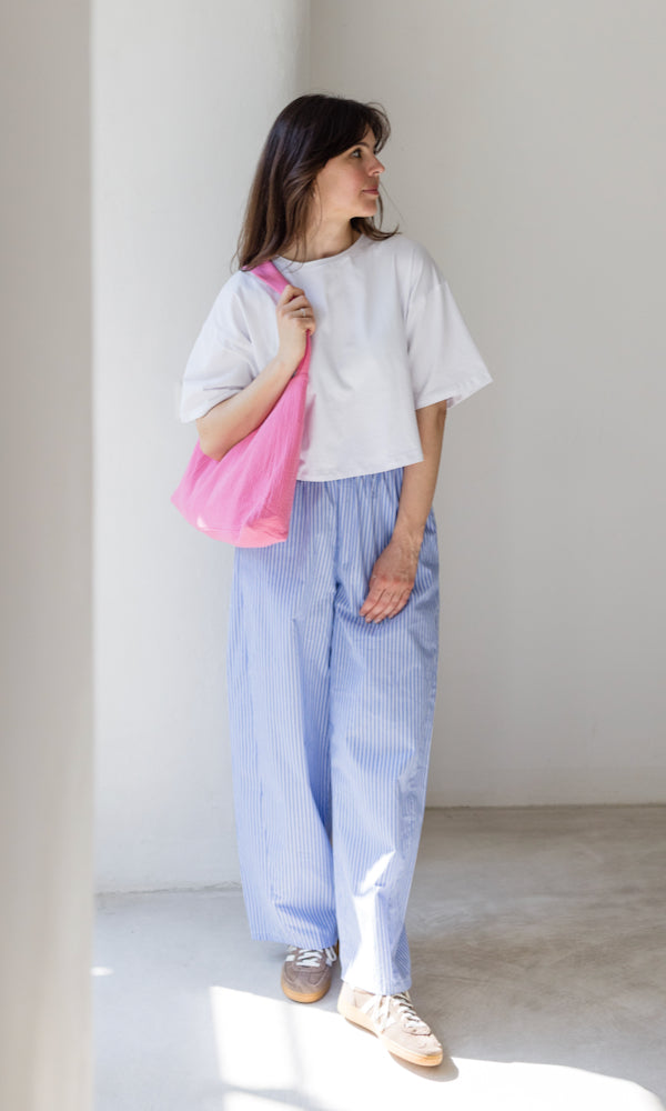 High Waist Stoffhose gestreift
