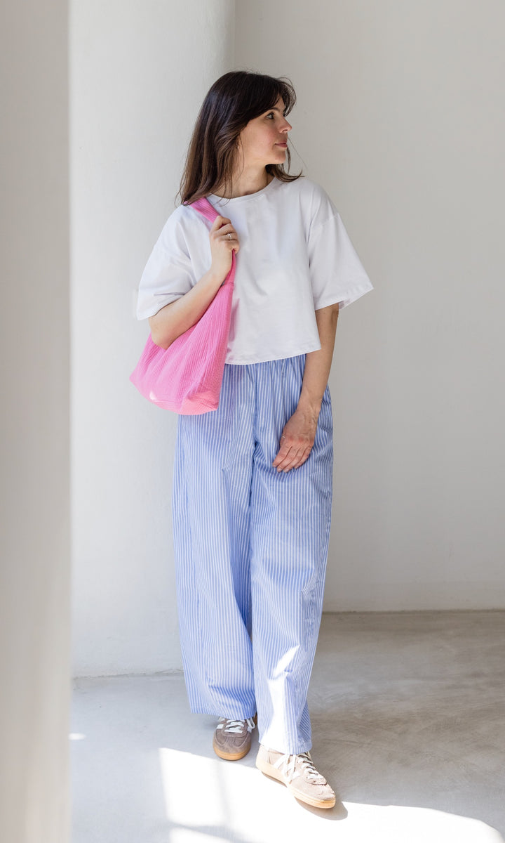 High Waist Stoffhose gestreift
