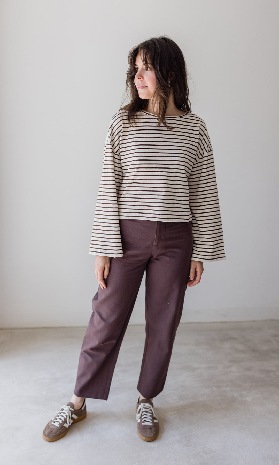 Braun gestreiftes Langarm Shirt
