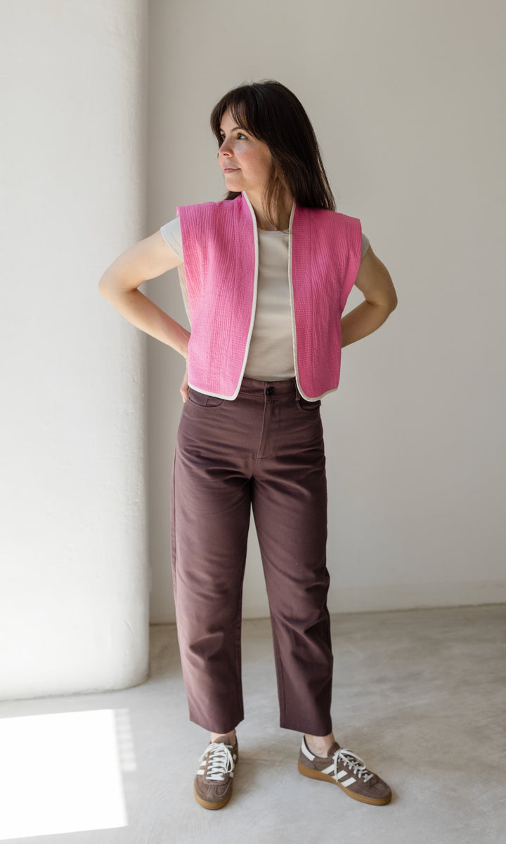 Wendbare Steppweste Yumiko Pink / Creme