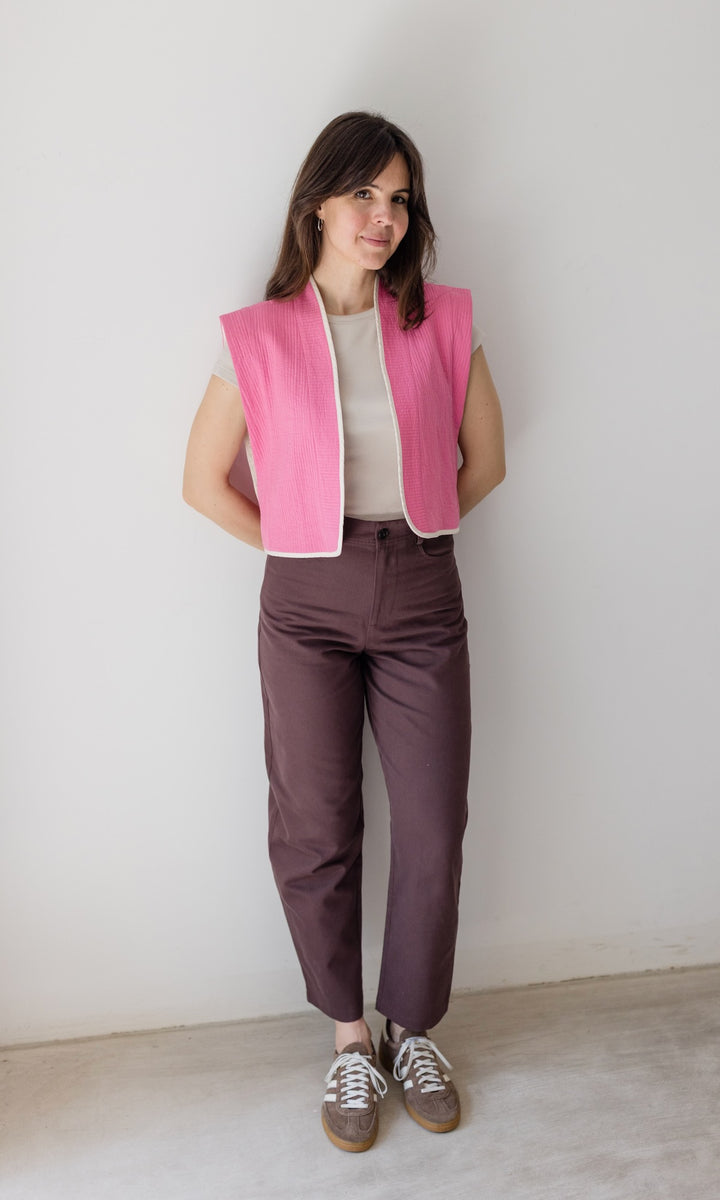 Wendbare Steppweste Yumiko Pink / Creme