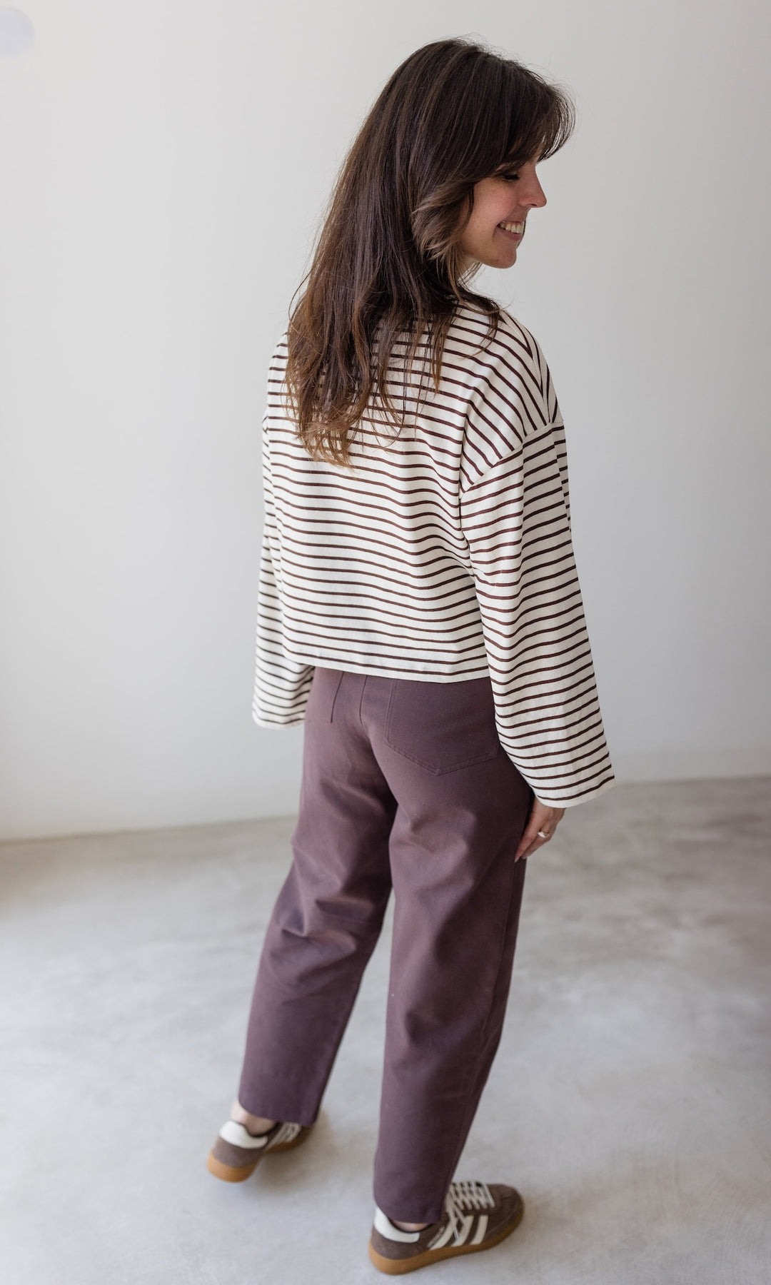 Braun gestreiftes Langarm Shirt
