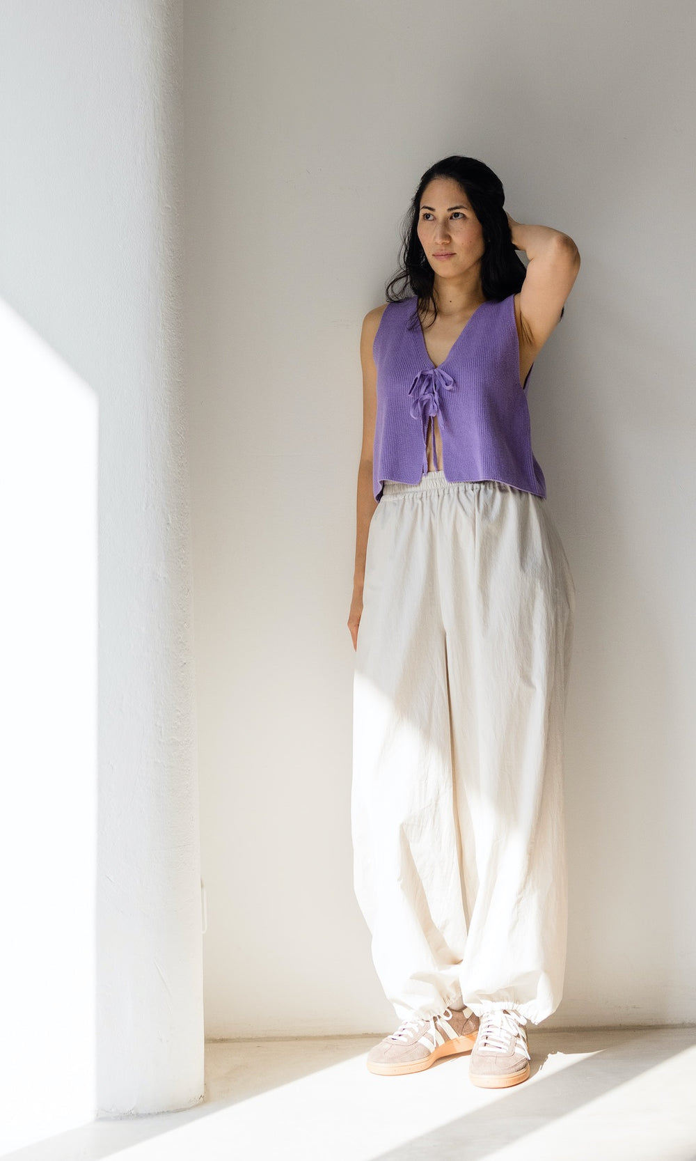 Strickweste mit Schleifendetail - abricot coco