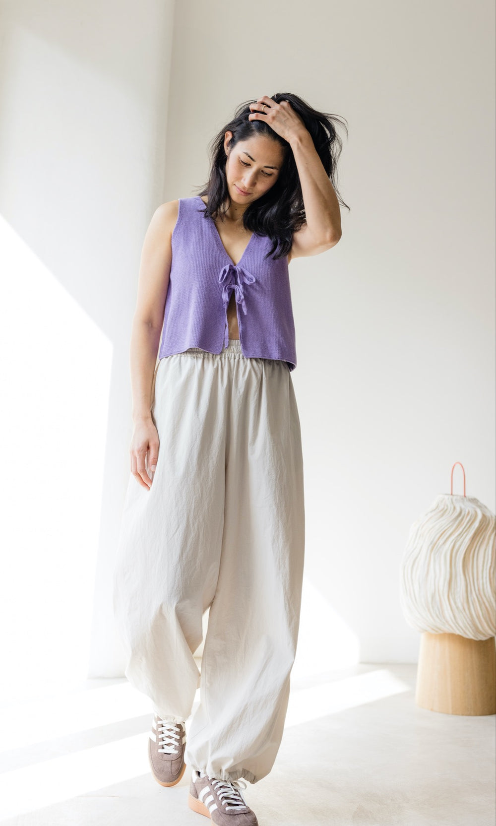 Strickweste mit Schleifendetail - abricot coco