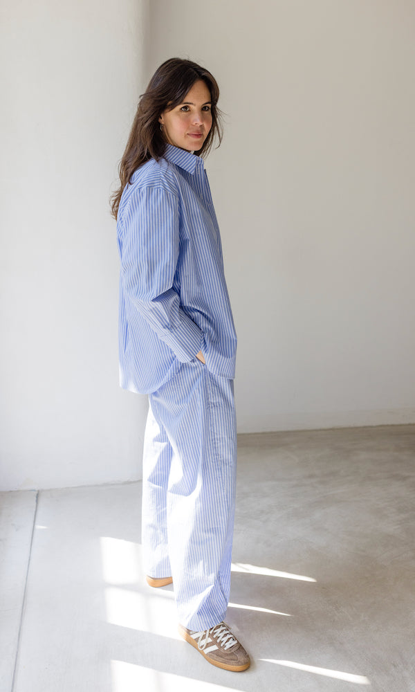 Boyfriend Hemd Blau gestreift