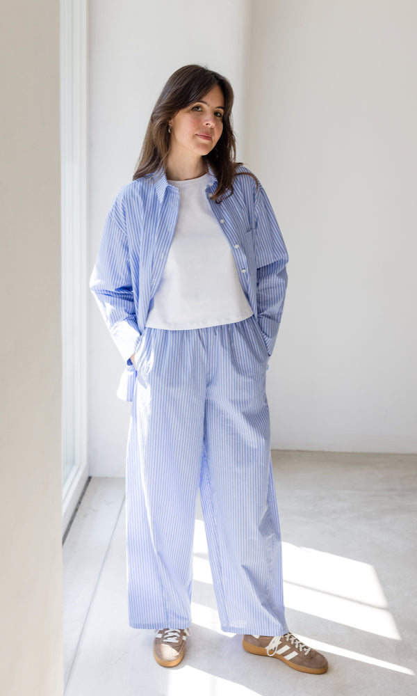 Boyfriend Hemd Blau gestreift