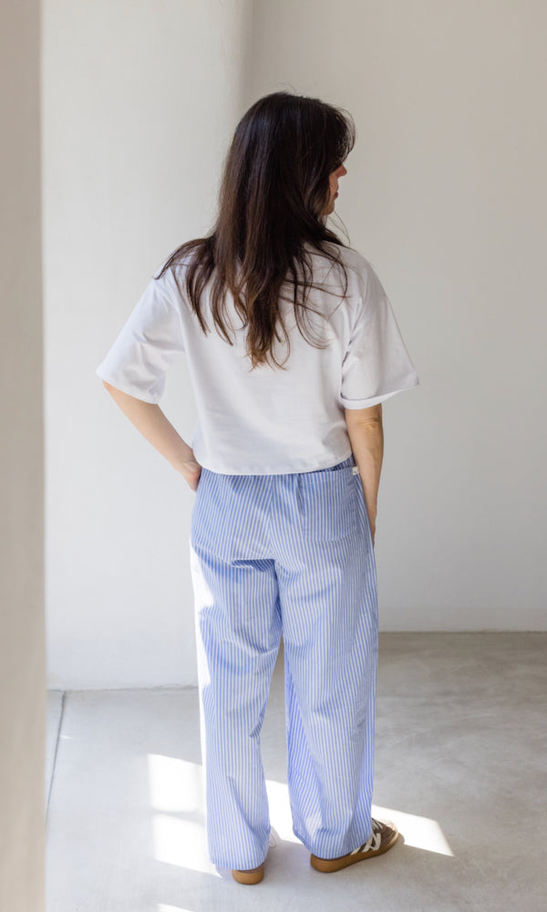 High Waist Stoffhose gestreift