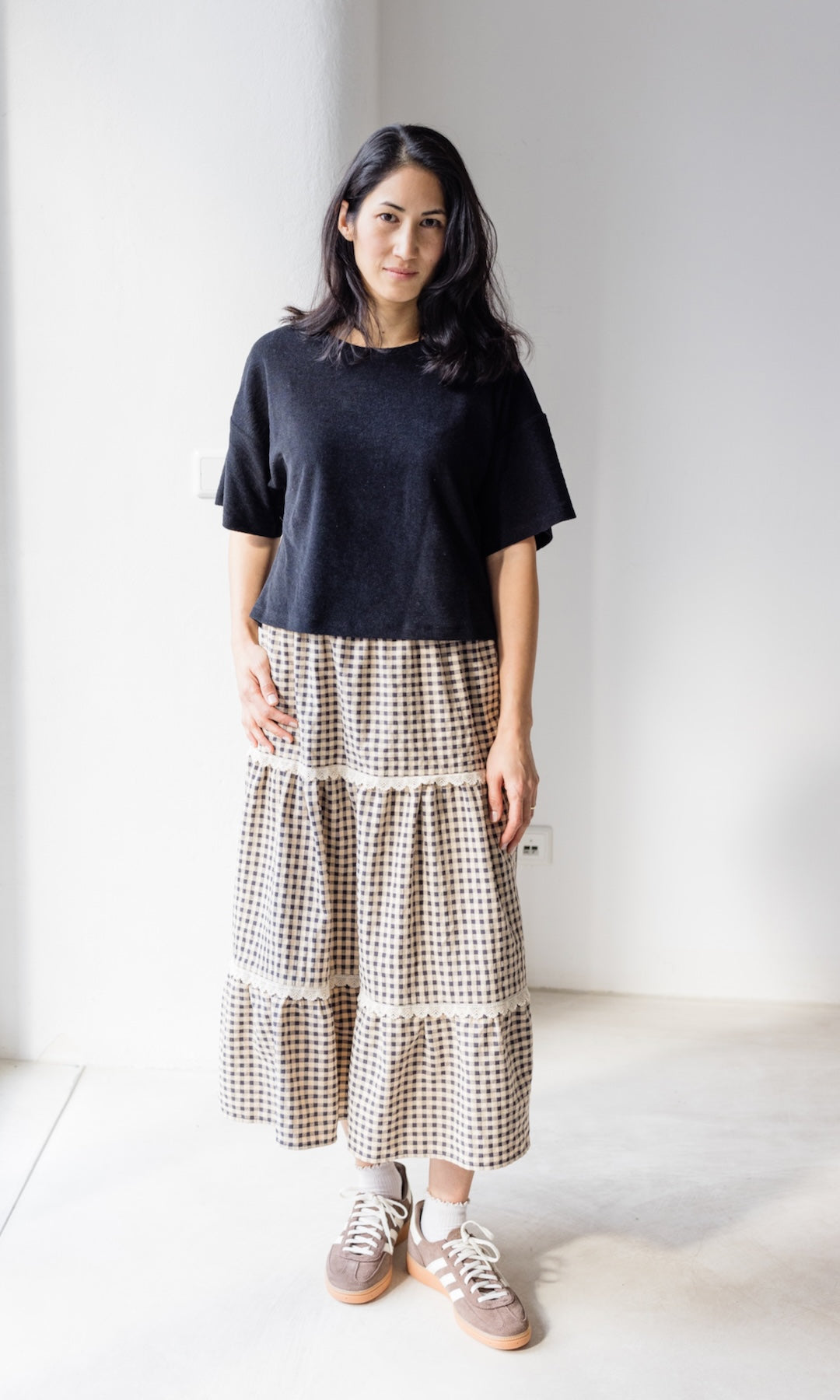 Frottee Cropped T-Shirt - abricot coco