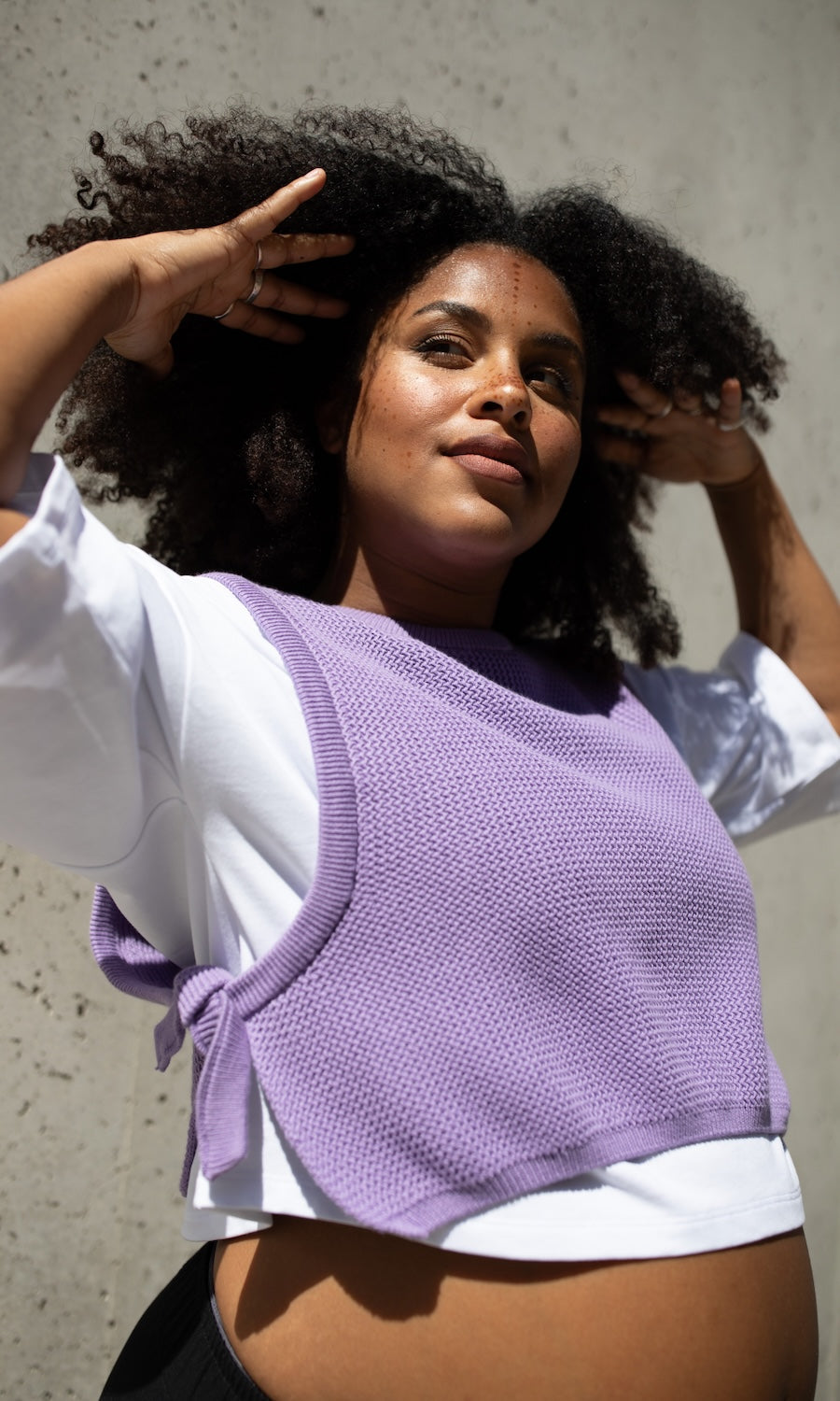 Strickpullunder mit seitlichem Bindedetail - abricot coco
