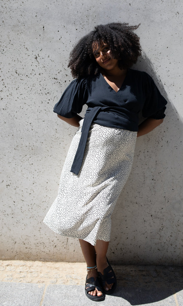 Musselin Wickelbluse - abricot coco