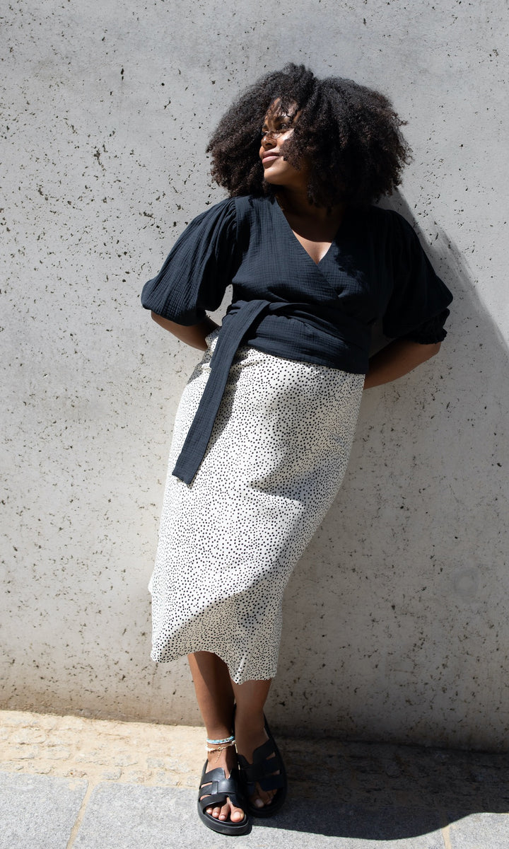 Musselin Wickelbluse - abricot coco