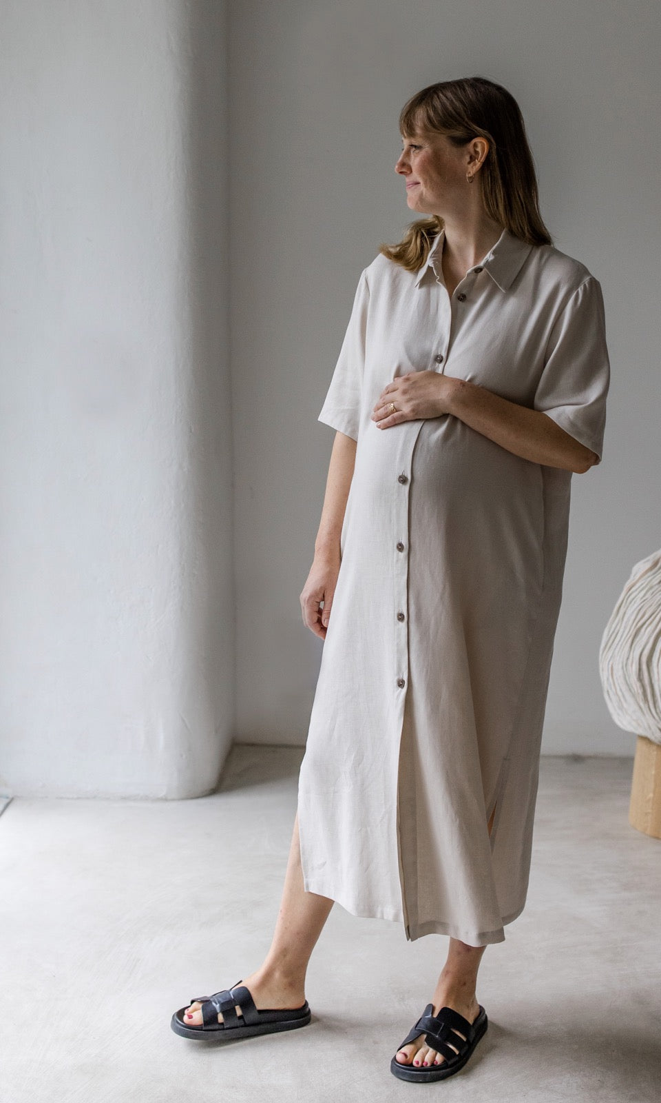 Hemdkleid aus Leinen - abricot coco