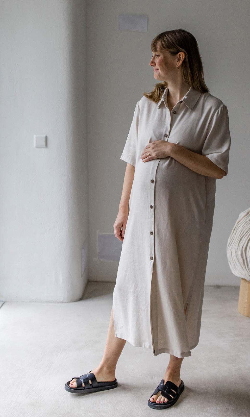 Hemdkleid aus Leinen - abricot coco
