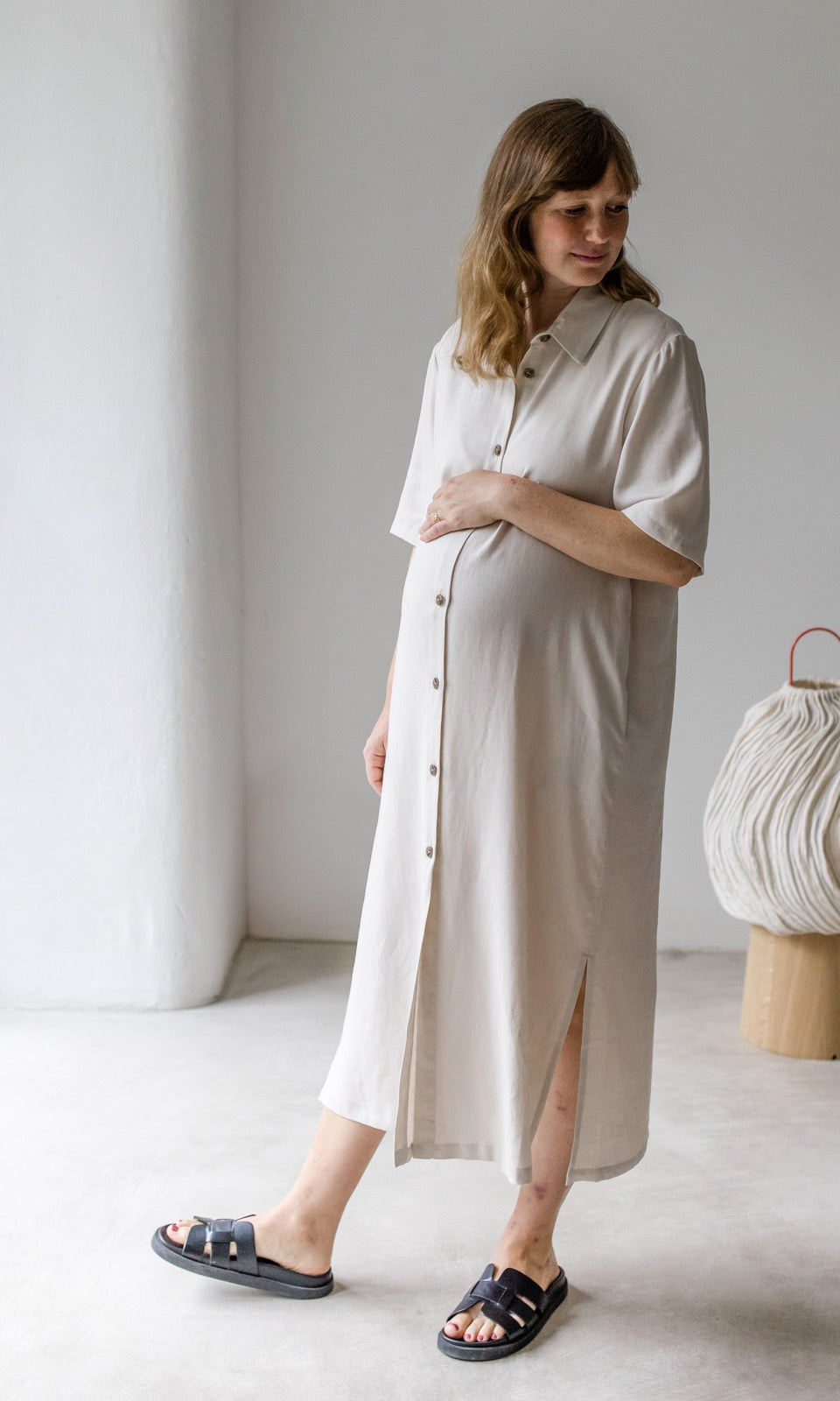 Hemdkleid aus Leinen - abricot coco