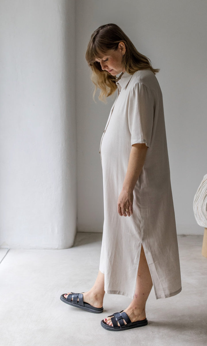 Hemdkleid aus Leinen - abricot coco