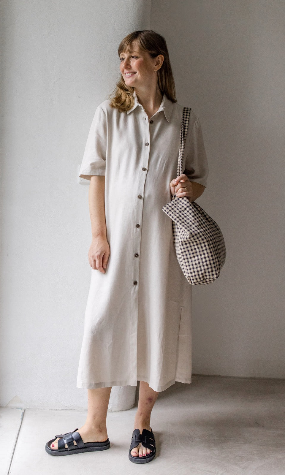 Hemdkleid aus Leinen - abricot coco
