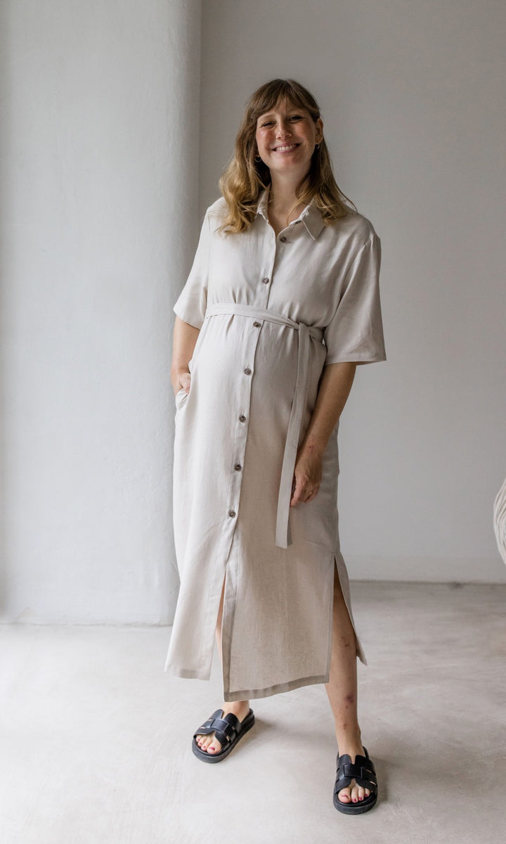 Hemdkleid aus Leinen - abricot coco