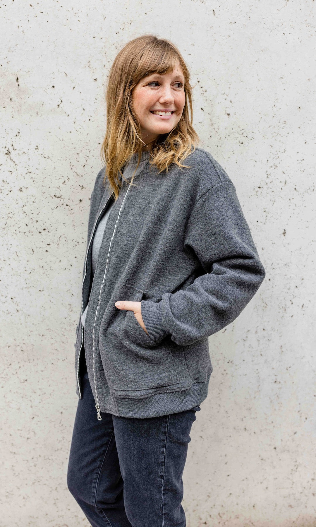 Walkjacke x ENGEL mit Babytrageeinsatz (Schurwolle)