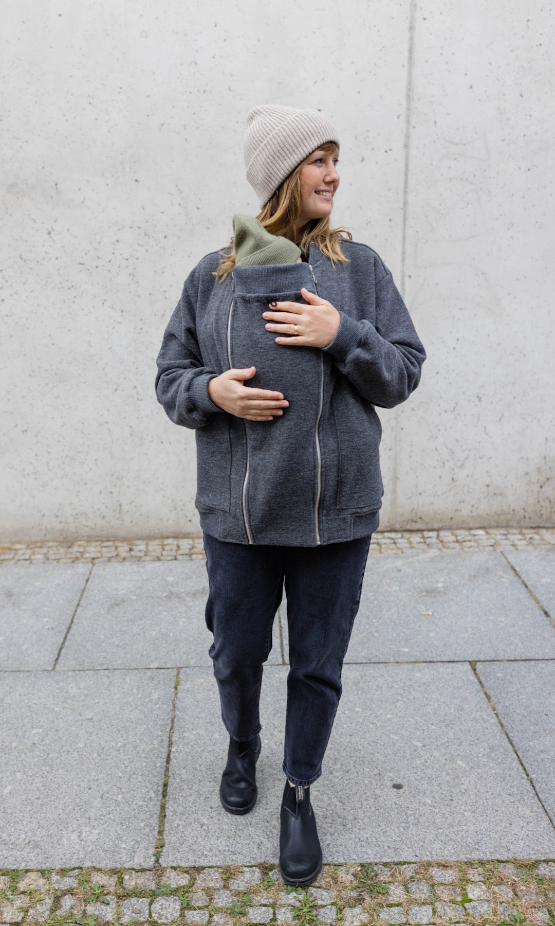 Walkjacke x ENGEL mit Babytrageeinsatz (Schurwolle)