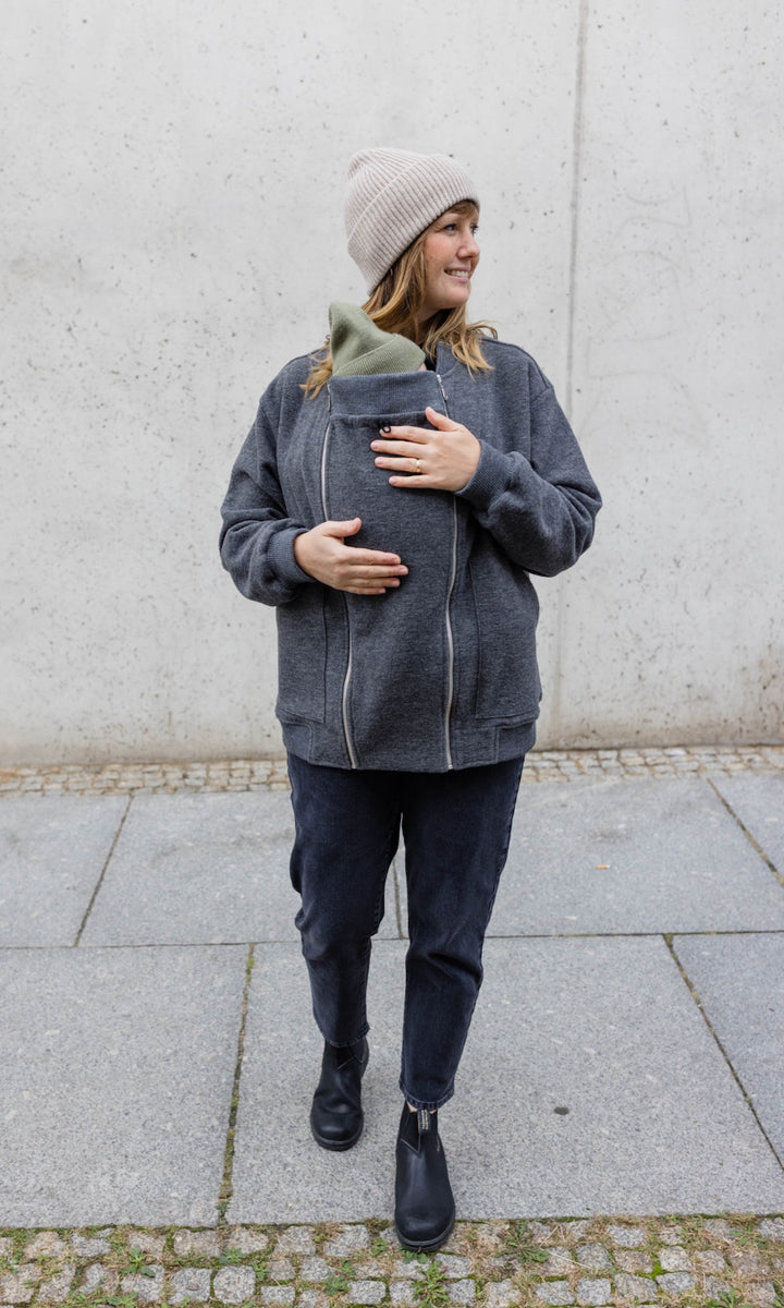 Walkjacke x ENGEL mit Babytrageeinsatz (Schurwolle)