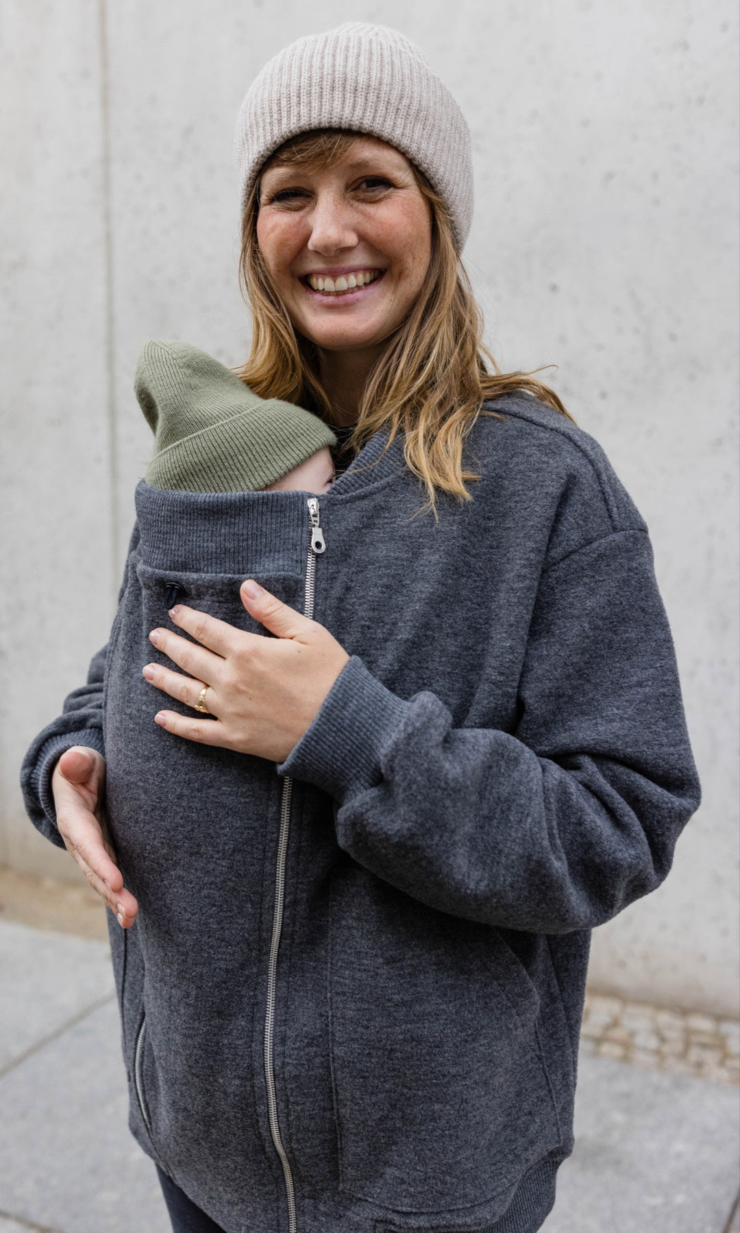 Walkjacke x ENGEL mit Babytrageeinsatz (Schurwolle)
