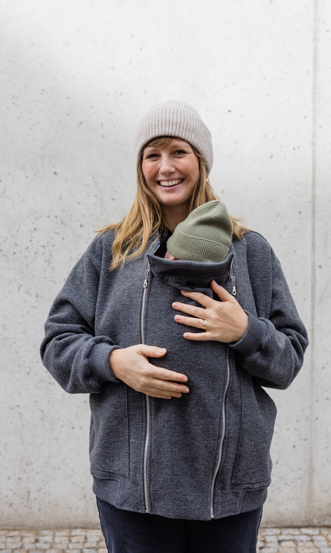Walkjacke x ENGEL mit Babytrageeinsatz (Schurwolle)