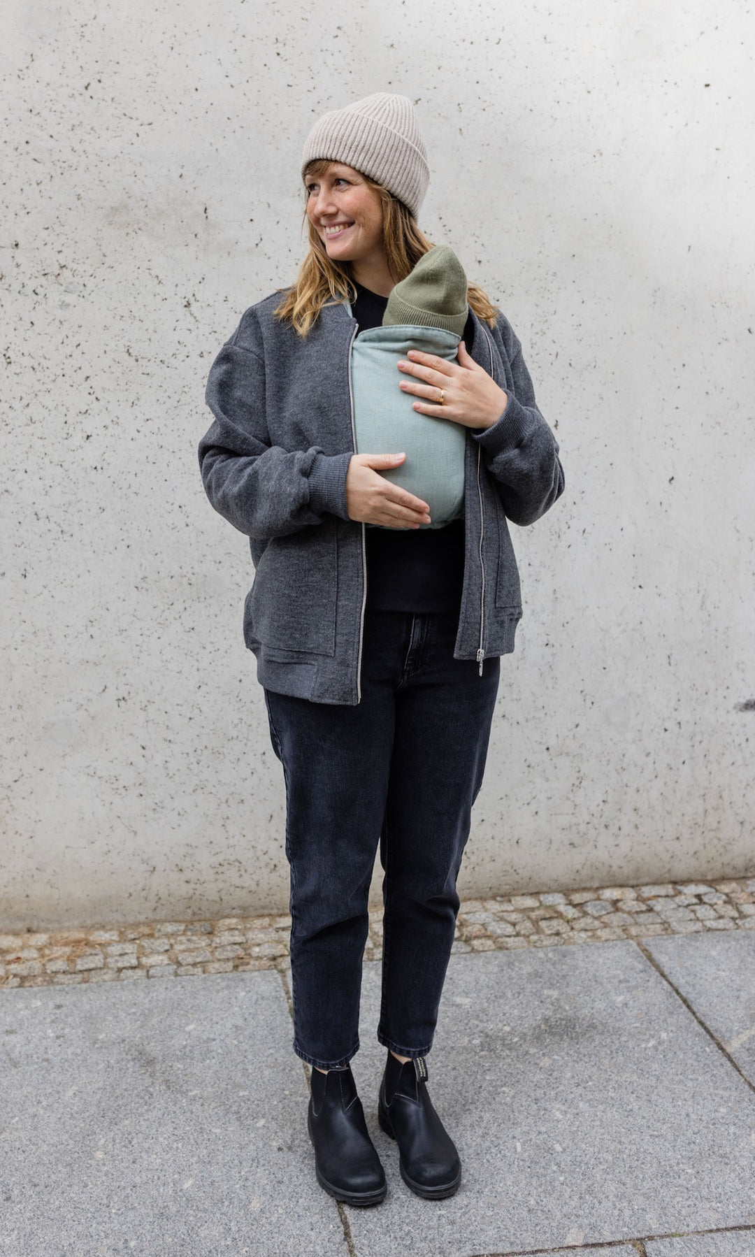 Walkjacke x ENGEL mit Babytrageeinsatz (Schurwolle)