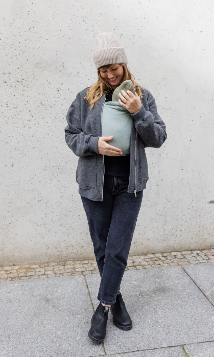 Walkjacke x ENGEL mit Babytrageeinsatz (Schurwolle)