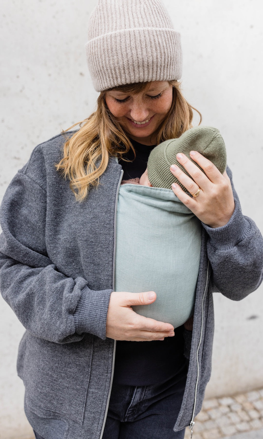 Walkjacke x ENGEL mit Babytrageeinsatz (Schurwolle)