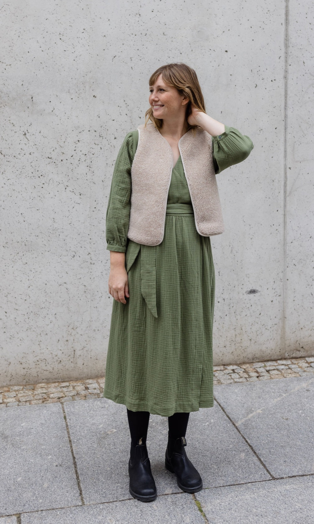 Musselin Wickelkleid - abricot coco