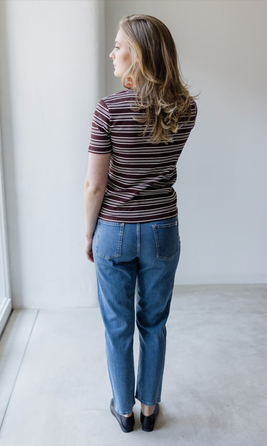 Gestreiftes Kurzarmshirt Zoé Chocolat -Weiß - abricot coco