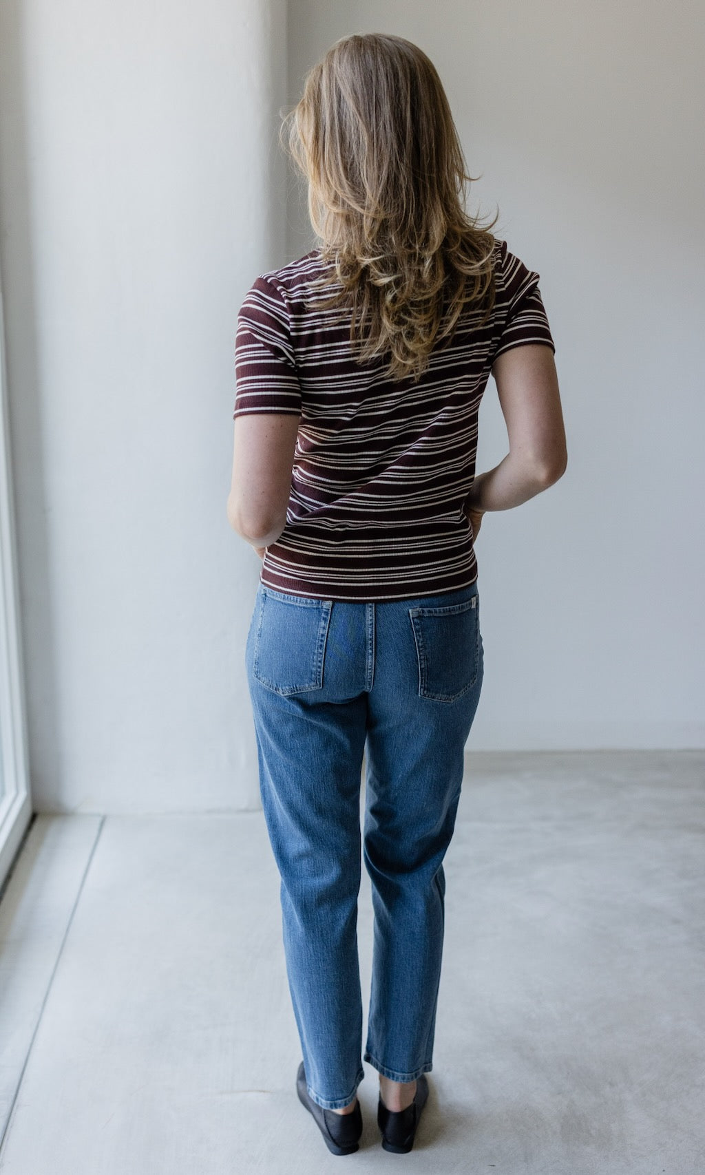 Gestreiftes Kurzarmshirt Zoé Chocolat -Weiß - abricot coco